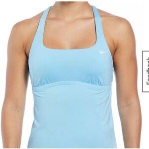 Nike Essential Square Neck Tankini Swim Top Blue Racerback – Size M – NWT